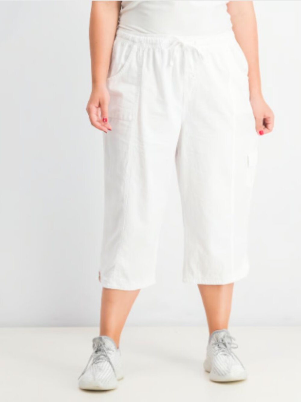 Karen Scott Edna Comfort Waist Cargo Capri Pants - White